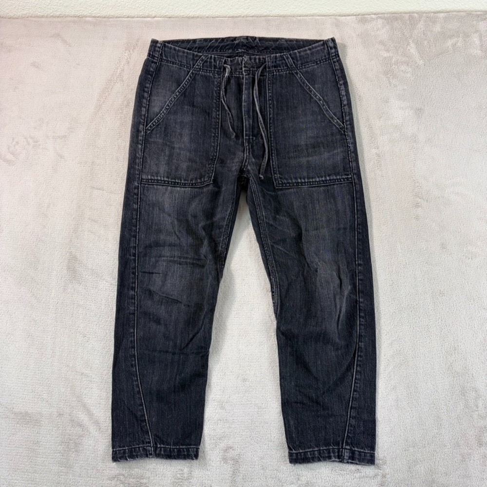 VINCE Slouchy Drawstring Barrel Leg Crop Jeans Japanese Denim Women 25 USA Made